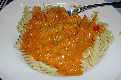 Garnelen in fruchtig, scharfer Sauce auf Nudeln 2