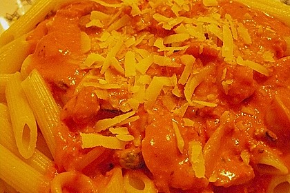 Garnelen in fruchtig, scharfer Sauce auf Nudeln 3