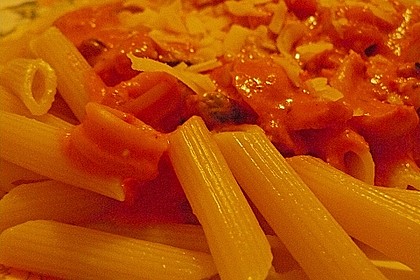 Garnelen in fruchtig, scharfer Sauce auf Nudeln 4