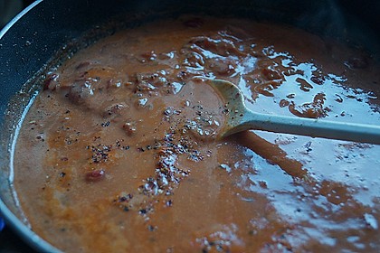 Garnelen in fruchtig, scharfer Sauce auf Nudeln 12