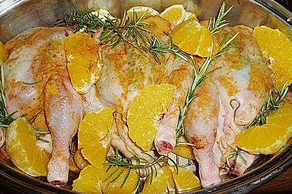 Birnen, Orangen, Rosmarin und Salbei H&auml;hnchen