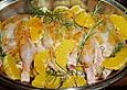 Birnen, Orangen, Rosmarin und Salbei H&auml;hnchen