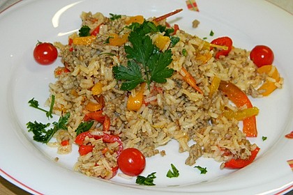 Paprika - Reis - Hackfleisch - Topf 1