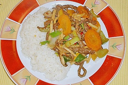 Gem&uuml;sepfanne mit Rindfleisch