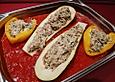 Gef&uuml;llte Gem&uuml;se mit Hack, Blattspinat und Ziegenk&auml;se