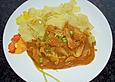 Putengeschnetzeltes in Senfsauce mit Bandnudeln