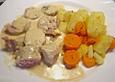 Grobe Bratwurst in Senf - Sahne - Sauce
