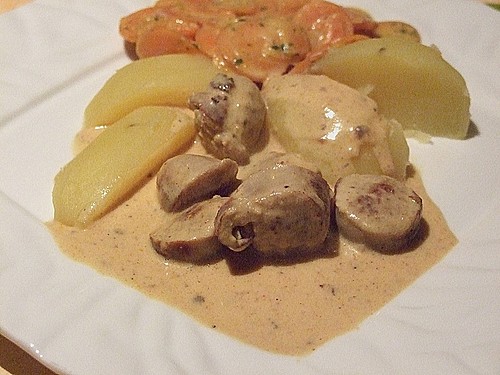 Grobe Bratwurst in Senf - Sahne - Sauce (Rezept mit Bild) | Chefkoch.de