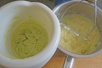 Blauleng und Krabben mit Apfel - K&uuml;rbis - Zucchini - Kugeln und Kartoffel - Avocado - P&uuml;ree 2