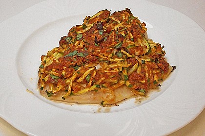 Fischfilet unter Zucchini - Kr&auml;uter - Kruste