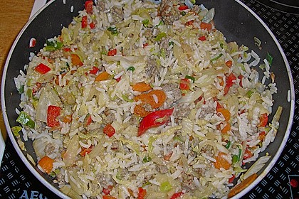 Reispfanne mit Chinakohl 1