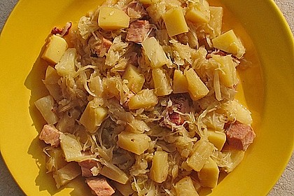 Sauerkraut - Kasseler - Kartoffel - Pfanne mit Ananas 4
