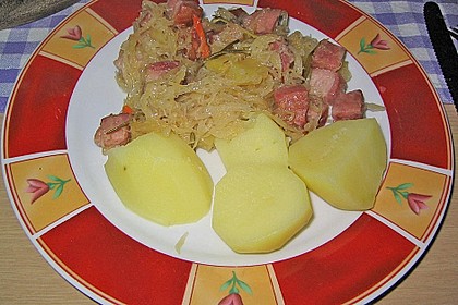 Sauerkraut - Kasseler - Kartoffel - Pfanne mit Ananas 8