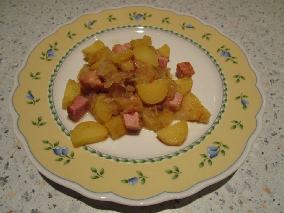 Sauerkraut - Kasseler - Kartoffel - Pfanne mit Ananas (Rezept mit Bild ...