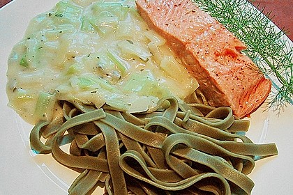 Porreegem&uuml;se in Gorgonzolasauce