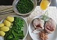 Skreitranchen mit Erbsenvariationen
