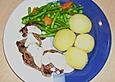 Schweinefilet mit Gorgonzolasauce und Fr&uuml;hlingsgem&uuml;se