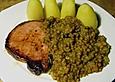 Kasseler mit Currylinsen