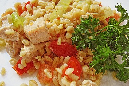Eblypfanne mit H&auml;hnchenbrustw&uuml;rfeln 1