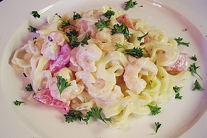 Nudeln mit Krabben-Schmand-Guss 1