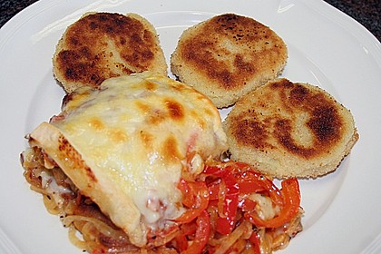 Hamburger auf Toastbrot, &uuml;berbacken mit K&auml;se