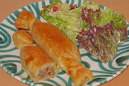 Frischk&auml;se - Hackfleisch - R&ouml;llchen in Bl&auml;tterteig 5