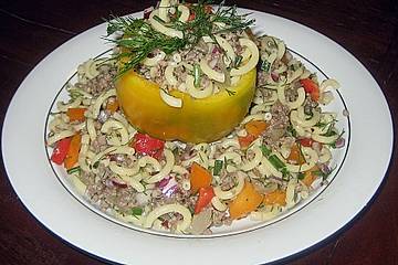 Nudelsalat mit Hackfleisch