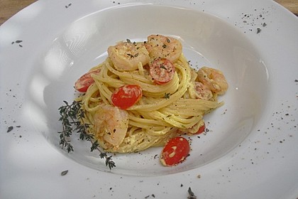 Spaghetti mit Garnelen 13