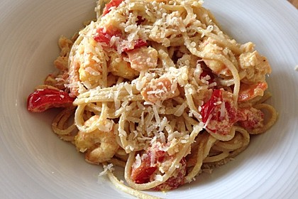 Spaghetti mit Garnelen 10