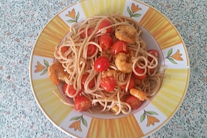 Spaghetti mit Garnelen 26