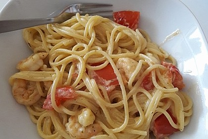 Spaghetti mit Garnelen 30