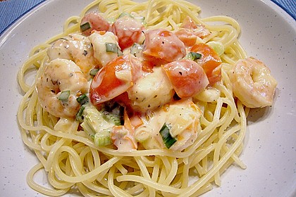 Spaghetti mit Garnelen 1