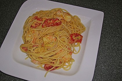 Spaghetti mit Garnelen 16