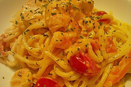 Spaghetti mit Garnelen 17