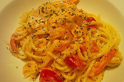 Spaghetti mit Garnelen 8