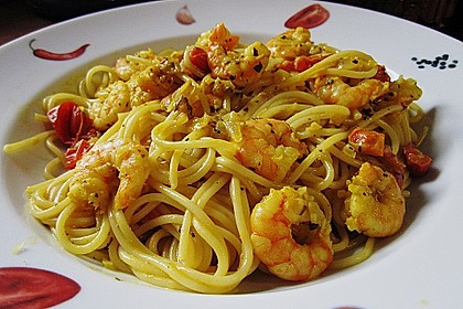 Spaghetti mit Garnelen 2