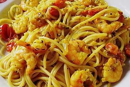 Spaghetti mit Garnelen 6