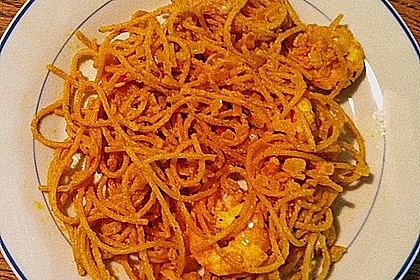 Spaghetti mit Garnelen 38