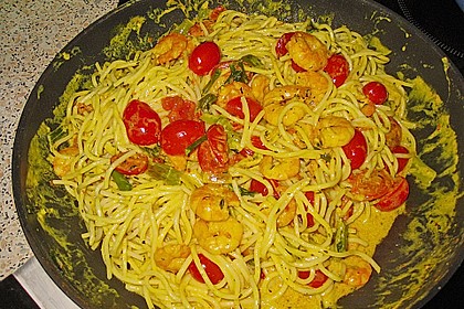 Spaghetti mit Garnelen 25