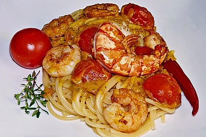 Spaghetti mit Garnelen