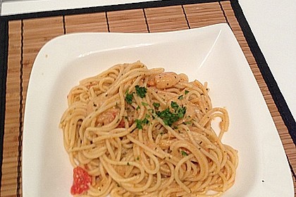 Spaghetti mit Garnelen 37