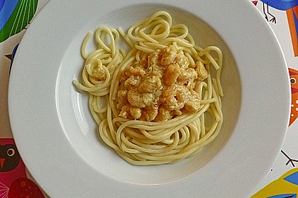 Spaghetti mit Garnelen 34