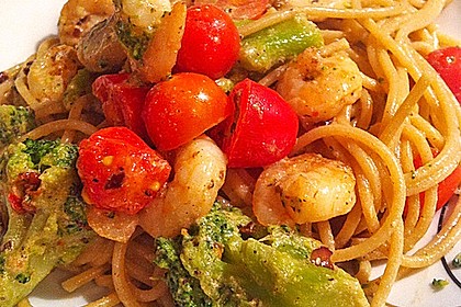 Spaghetti mit Garnelen 20
