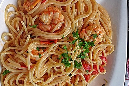 Spaghetti mit Garnelen 3