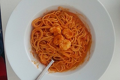Spaghetti mit Garnelen 39