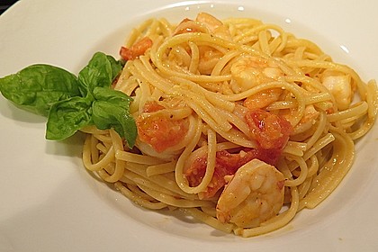 Spaghetti mit Garnelen 5