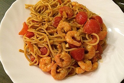 Spaghetti mit Garnelen 27