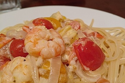 Spaghetti mit Garnelen 9