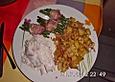 Matjes mit Speckbohnen und roten Zwiebeln