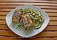 Feta - K&auml;se im Sesammantel mit Zucchinigem&uuml;se